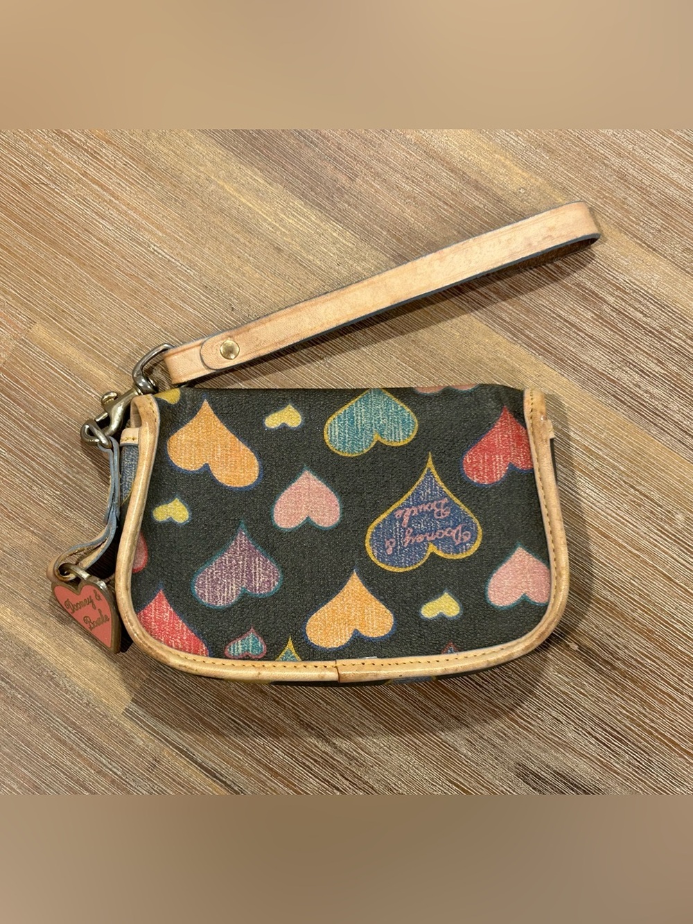 Dooney & Bourke Y2K Heart Monogram Black Wristlet - Picture 2 of 6